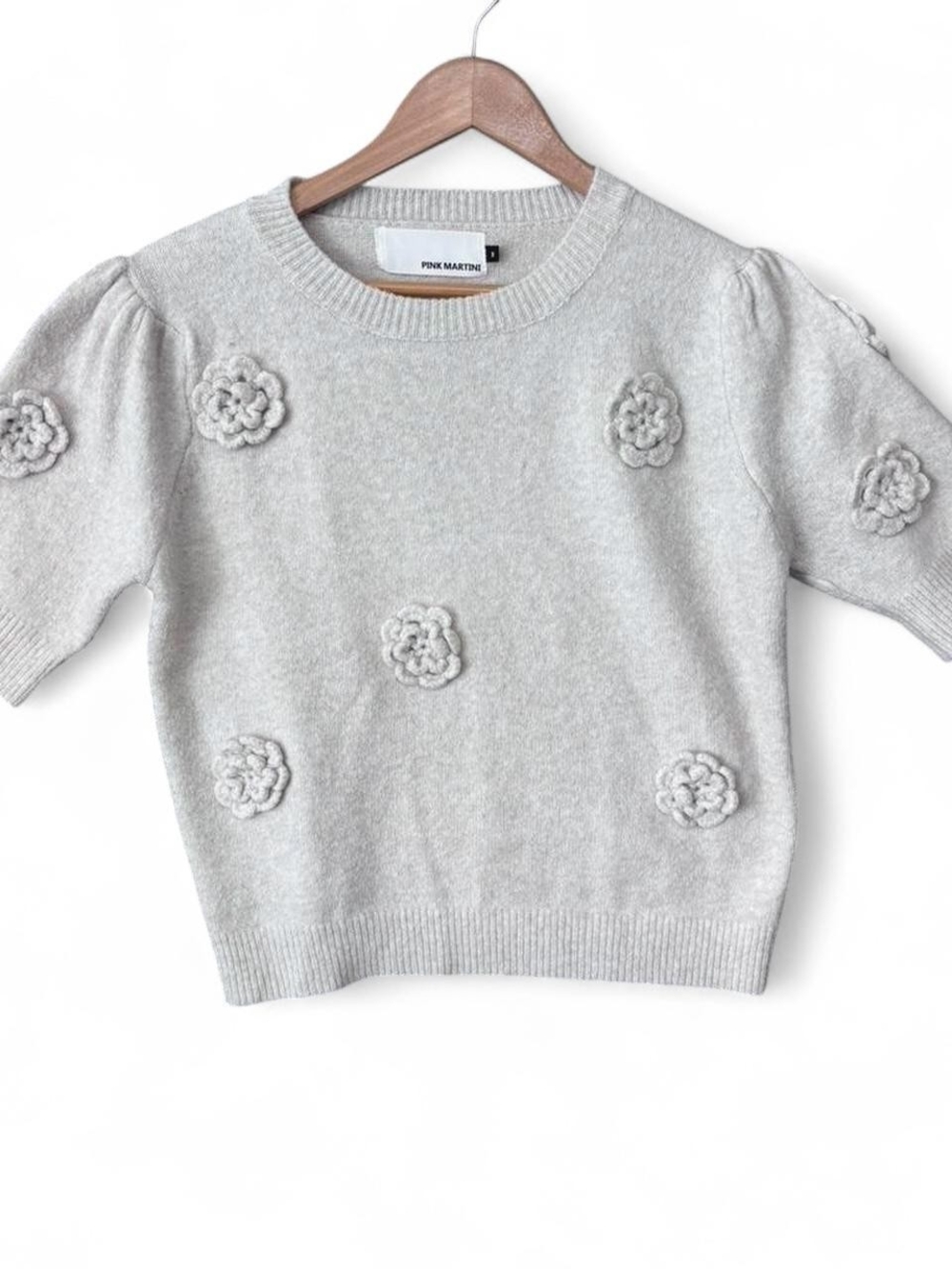 Pink Martini Cream Ribbed Knit Sweater Size M